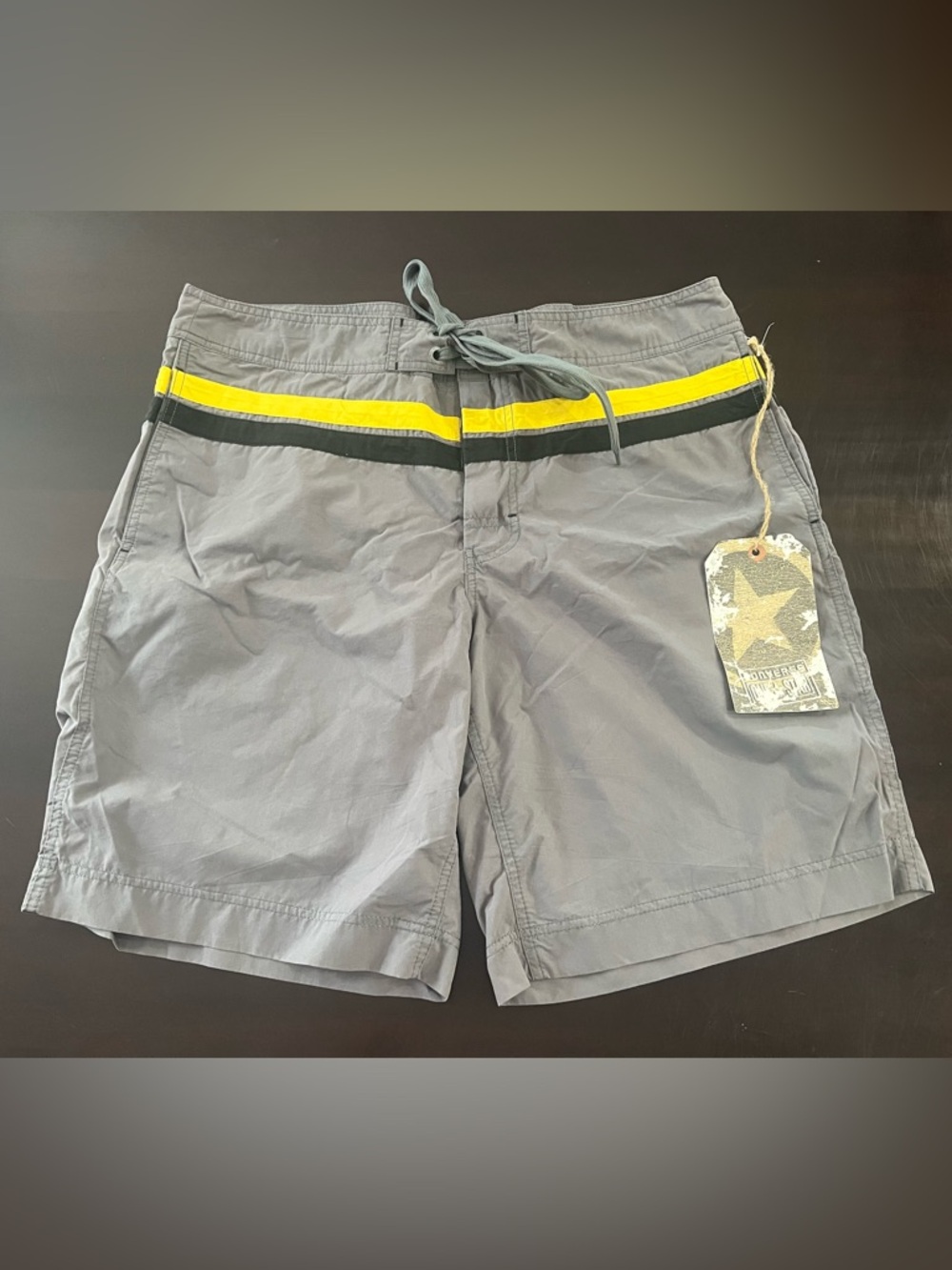 Converse Gray Athletic Shorts with Yellow and Black Waist Stripe